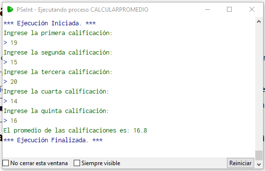 Algoritmo para Calcular el Promedio de 5 Calificaciones pseudocodigo